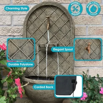 Stunning Sunnydaze Messina Outdoor Wall Fountain