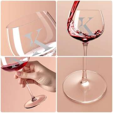 Chic Monogrammed Wine Glass Gift for Women