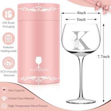 Chic Monogrammed Wine Glass Gift for Women