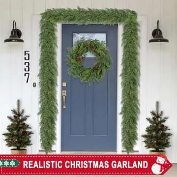 6 Ft Real Touch Christmas Garland,Thick and Lush，Soft Bendable, Lifelike Cedar Garland Realistic, Garlands for Decoration Christmas，Christmas Garland for Mantle,Outdoor Indoor Christmas Decorations
