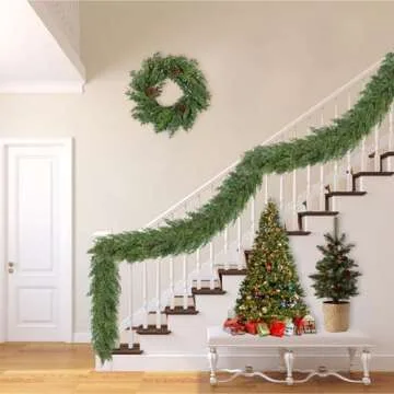 6 Ft Real Touch Christmas Garland,Thick and Lush，Soft Bendable, Lifelike Cedar Garland Realistic, Garlands for Decoration Christmas，Christmas Garland for Mantle,Outdoor Indoor Christmas Decorations