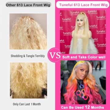 Tuneful 34 Inch Long 613 Lace Front Wig Human Hair 250% Density 13x4 Straight Blonde Lace Front Wigs Human Hair Pre Plucked Glueless 613 HD Lace Frontal Wig Human Hair