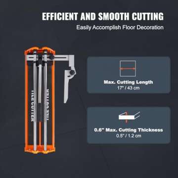 VEVOR Manual Tile Cutter, 17 inch Porcelain Ceramic Tile Cutter with Tungsten Carbide Cutting Wheel,...