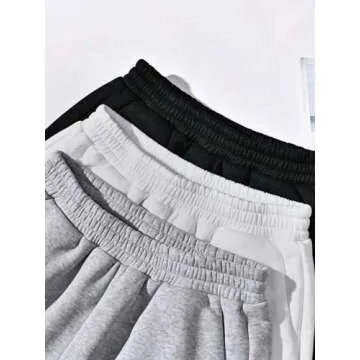 MakeMeChic Women's 3 Pack Casual High Waisted Sweat Shorts Lounge Running Track Shorts Multicolor L