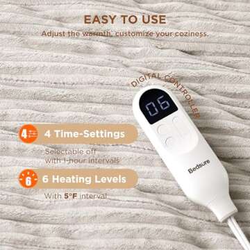 Bedsure Heated Blanket - Soft Electric Throw with Safety Features