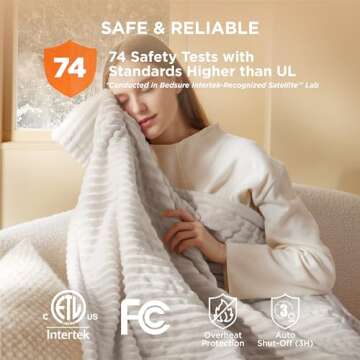 Bedsure Heated Blanket - Soft Electric Throw with Safety Features