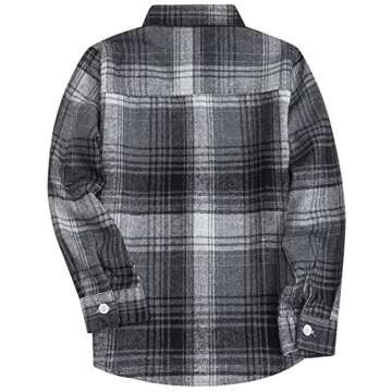 SANGTREE Boys' Flannel Shirt for 9-10 Years Gray Plaid