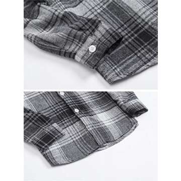 SANGTREE Boys' Flannel Shirt for 9-10 Years Gray Plaid