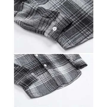 SANGTREE Boys' Flannel Shirt for 9-10 Years Gray Plaid