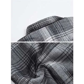 SANGTREE Boys' Flannel Shirt for 9-10 Years Gray Plaid