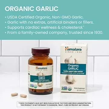 Himalaya Organic Garlic, for Lipid Metabolism and Immune Support, 1,400 mg, 60 Caplets, 1 Month Supply