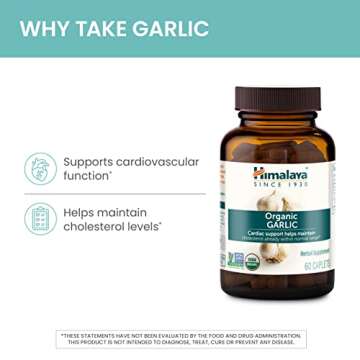 Himalaya Organic Garlic, for Lipid Metabolism and Immune Support, 1,400 mg, 60 Caplets, 1 Month Supply