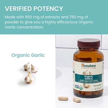 Himalaya Organic Garlic, for Lipid Metabolism and Immune Support, 1,400 mg, 60 Caplets, 1 Month Supply