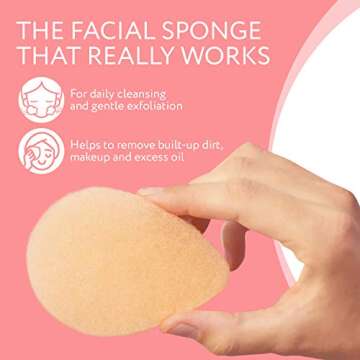 IMPRESA 10 Pack Facial Sponge for Daily Cleansing and Gentle Exfoliating - Buff Style Exfoliating Pads for Removing Dead Skin, Dirt and Makeup - Reusable Puf, Made in The USA