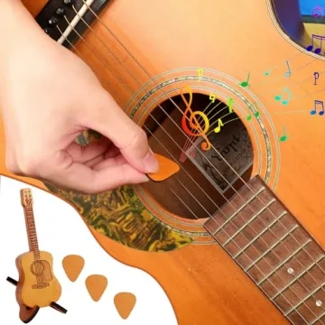 Krilves Sherum Strumbox, Sheremart Strumbox, Sherum Pick Box, Serum Strumbox, Emboadlie Wooden Acoustic Guitar Box, Wood Guitar Pick Case with Stand, Guitar Pick Box with 3 PCS Guitar Picks (1SET)