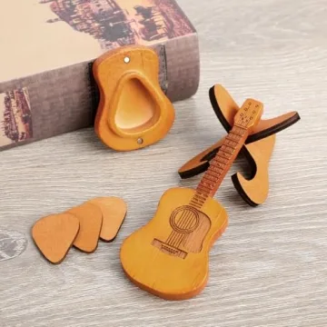 Krilves Sherum Strumbox, Sheremart Strumbox, Sherum Pick Box, Serum Strumbox, Emboadlie Wooden Acoustic Guitar Box, Wood Guitar Pick Case with Stand, Guitar Pick Box with 3 PCS Guitar Picks (1SET)
