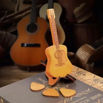 Krilves Sherum Strumbox, Sheremart Strumbox, Sherum Pick Box, Serum Strumbox, Emboadlie Wooden Acoustic Guitar Box, Wood Guitar Pick Case with Stand, Guitar Pick Box with 3 PCS Guitar Picks (1SET)