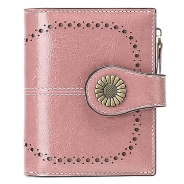 Small Womens Leather Bifold Wallet with RFID Protection