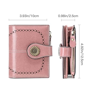 Small Womens Leather Bifold Wallet with RFID Protection