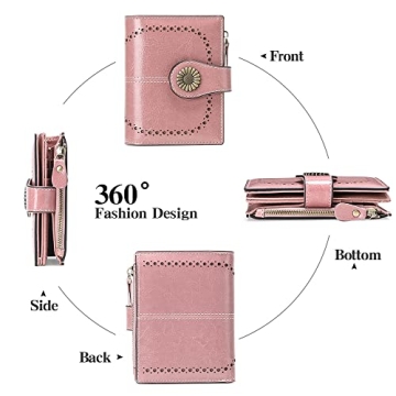Small Womens Leather Bifold Wallet with RFID Protection
