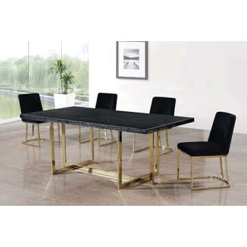 Meridian Furniture Heidi Collection Modern | Contemporary Velvet Upholstered Dining Chair with Polis...