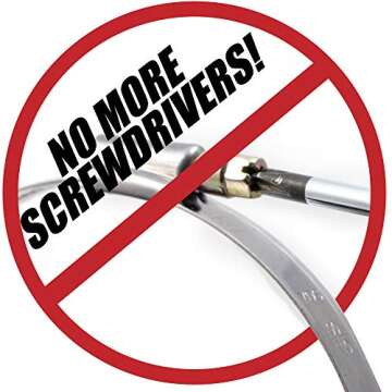 Fulton 4 Inch Thumb Screw Key Adjustable Stainless Steel Hose Clamps - 5 Pack, Pipe, Dryer Vent, Dus...