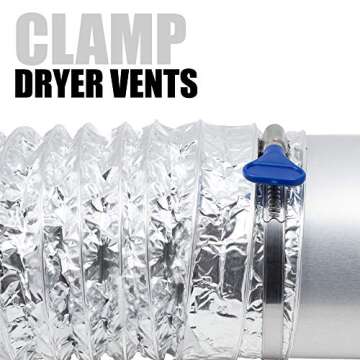 Fulton 4 Inch Thumb Screw Key Adjustable Stainless Steel Hose Clamps - 5 Pack, Pipe, Dryer Vent, Dust Collection, Automotive, RV Clamps