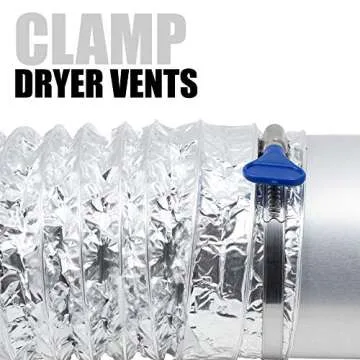 Fulton 4 Inch Thumb Screw Key Adjustable Stainless Steel Hose Clamps - 5 Pack, Pipe, Dryer Vent, Dust Collection, Automotive, RV Clamps