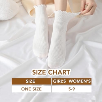 Fandecie 8 Pairs Frilly Socks - Cute Ruffle Ankle Socks for Women