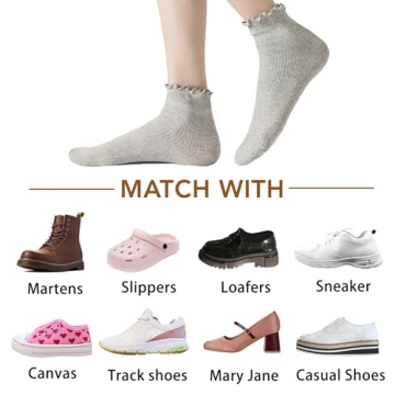 Fandecie 8 Pairs Frilly Socks - Cute Ruffle Ankle Socks for Women