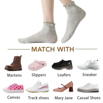 Fandecie 8 Pairs Frilly Socks - Cute Ruffle Ankle Socks for Women