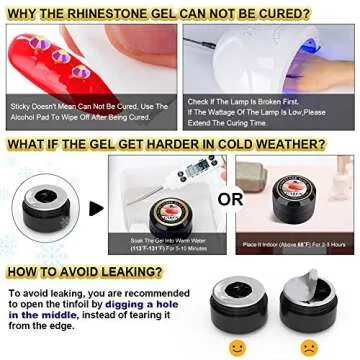 Nail Art 8ml/One Jar of Wipe-Off Rhinestone Glue Gel Adhesive Resin Gem Jewelry Diamond Polish Clear Decoration with Pen Tools (LED Light Cure Needed) Thicker&More Sticky Than Others