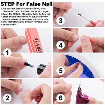 Nail Art 8ml/One Jar of Wipe-Off Rhinestone Glue Gel Adhesive Resin Gem Jewelry Diamond Polish Clear Decoration with Pen Tools (LED Light Cure Needed) Thicker&More Sticky Than Others