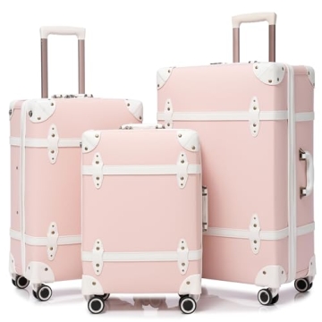 NZBZ Vintage Luggage Sets for Women | PU Leather Retro Suitcase | 3-Piece Set