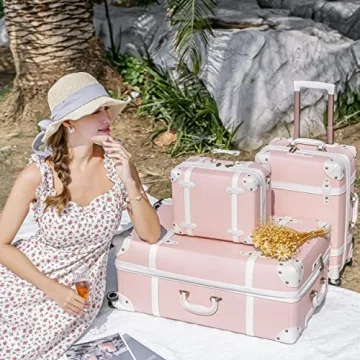 Stylish Vintage Luggage Set for Women | 3-Piece Retro Design