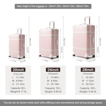 Stylish Vintage Luggage Set for Women | 3-Piece Retro Design