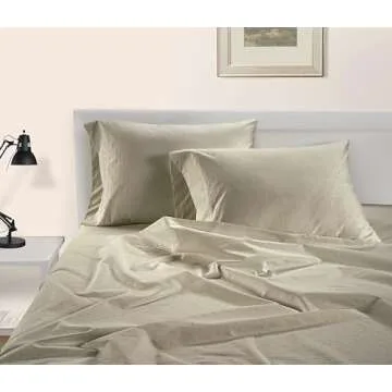 LANE LINEN 100% Egyptian Cotton Bed Sheets - 1000 Thread Count 4PC Queen Sheets Set, Long Staple Cotton Bedding Sheets, Sateen Weave, Luxury Hotel Sheets, Deep Pocket, Swiss Dot - Linen