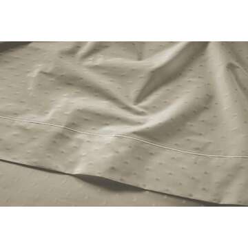 LANE LINEN 100% Egyptian Cotton Bed Sheets - 1000 Thread Count 4PC Queen Sheets Set, Long Staple Cotton Bedding Sheets, Sateen Weave, Luxury Hotel Sheets, Deep Pocket, Swiss Dot - Linen