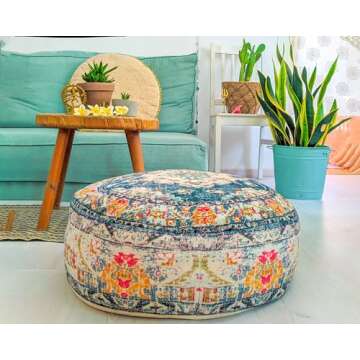 Moroccan Floor Pillow Cover Blue Round Floor Cushion Boho Room Décor Moroccan Seating Area Perfect ...