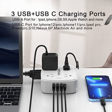 Surge Protector Power Strip with 8 Outlets & USB