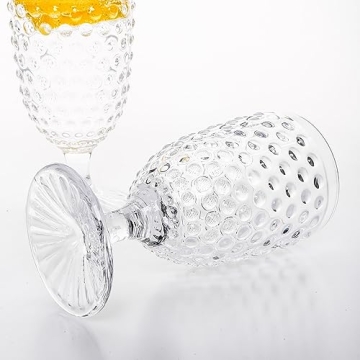 G Hobnail Drinking Glasses 6 Set, 13.3 oz Vintage Water Goblets Iced Tea Beverage Goblets Hobnail Glassware,Hobnail Goblet Glasses,Glass Cups for Wine,Soda,Juice,Dinner Parties,Bars, Restaurants Clear