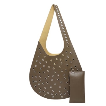 URKITTY 90s Punk Vegan Leather Large Tote Bag Eyelet Designer Tote Bag Studded Purses Y2k Bags Stree...