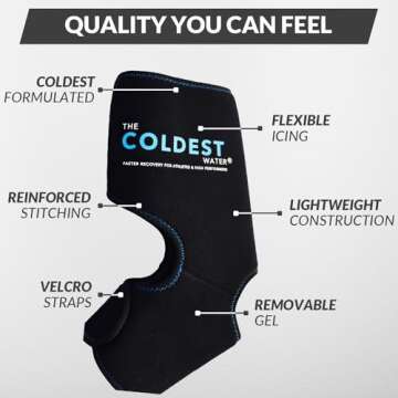 Coldest Foot Ankle Achilles Tendonitis Icing Pain Relief Ice Wrap with Cold Compression Gel Packs | Best for Achilles Tendon Injuries, Plantar Fasciitis, Heel and Sore Feet Cold Therapy