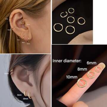 Cocadant 14K Gold Huggie Hoop Earrings & CZ Studs