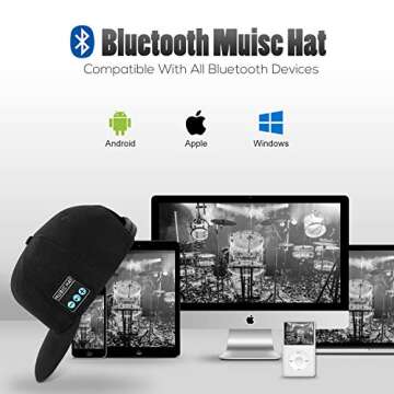 Hat with Bluetooth Speaker Adjustable Music Hat Bluetooth Cap for Outdoor Sports Baseball Cap, The B...