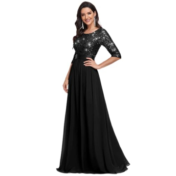 Ever-Pretty Elegant A-Line Sequin Maxi Evening Dress for Special Occasions