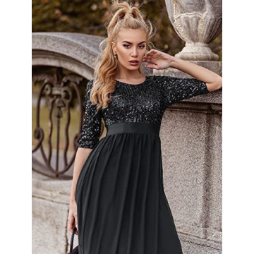 Elegant A Line Sequin Maxi Evening Dress by Ever-Pretty
