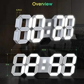 15" LED Digital Wall Clock Multifunctional Display Remote