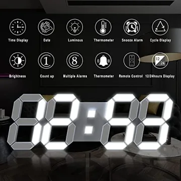 15" LED Digital Wall Clock Multifunctional Display Remote