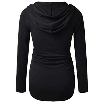 Womens Maternity Hoodie Top Sweatshirt Long Sleeve Shirts Pregnancy Tunic Top,Black, Medium